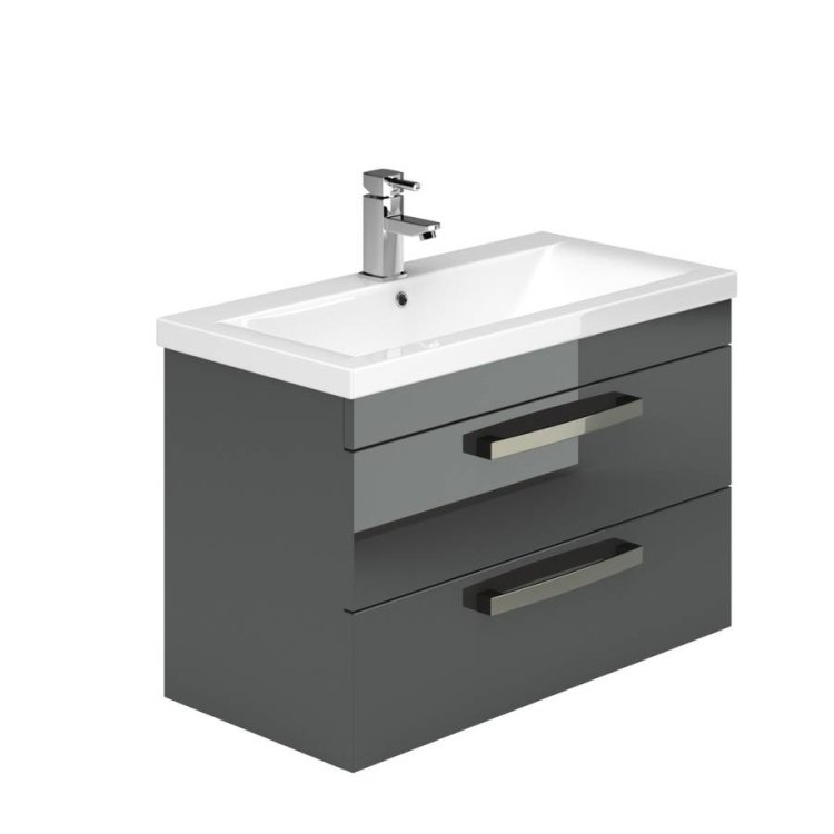 Essential Nevada Grey 800mm Wall Hung Washbasin Unit