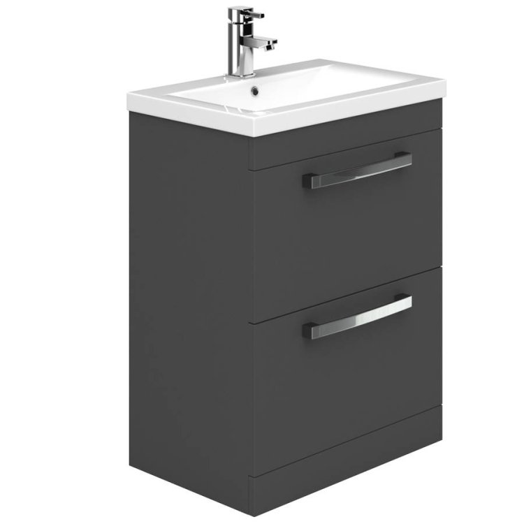 Essential Nevada Grey 600mm FS Washbasin Unit