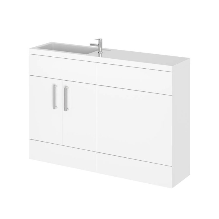 Essential Nevada White I Shape Washbasin Unit