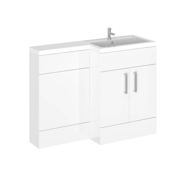 Essential Nevada White RH L Shape Washbasin Unit