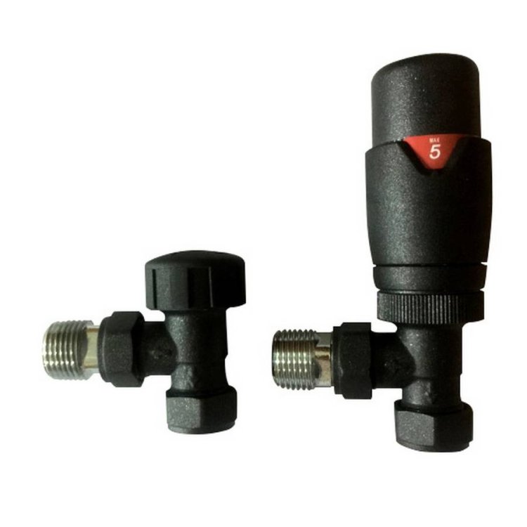 Essential Anthracite Angled Thermostatic Valve Pair 