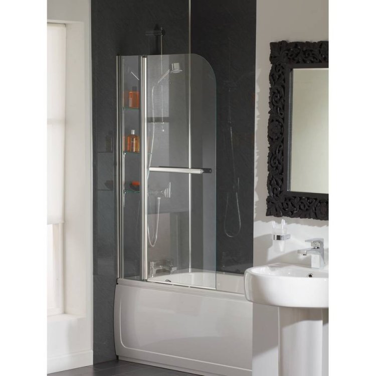 Essential Cascade 1400 x 800mm Curved Bath Screen