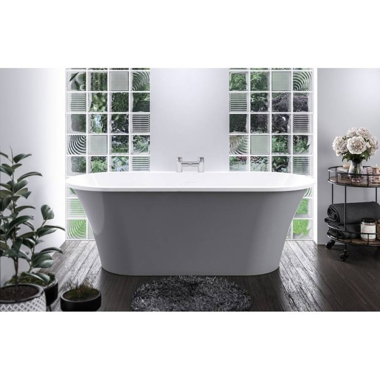 Beaufort Margravine Grey and White 1660 Freestanding Bath